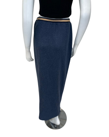 Sparrow S-7316 Denim Blue Terry Maxi Skirt Myselflingerie.com